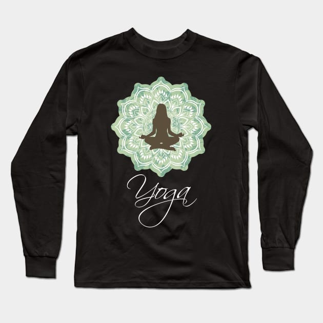 Yoga Meditation Mandala Long Sleeve T-Shirt by Bluepress